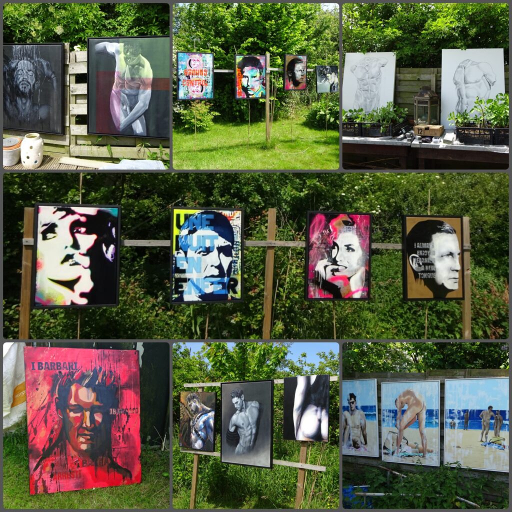 collage van kunst in de tuin bij Ruud van Straten